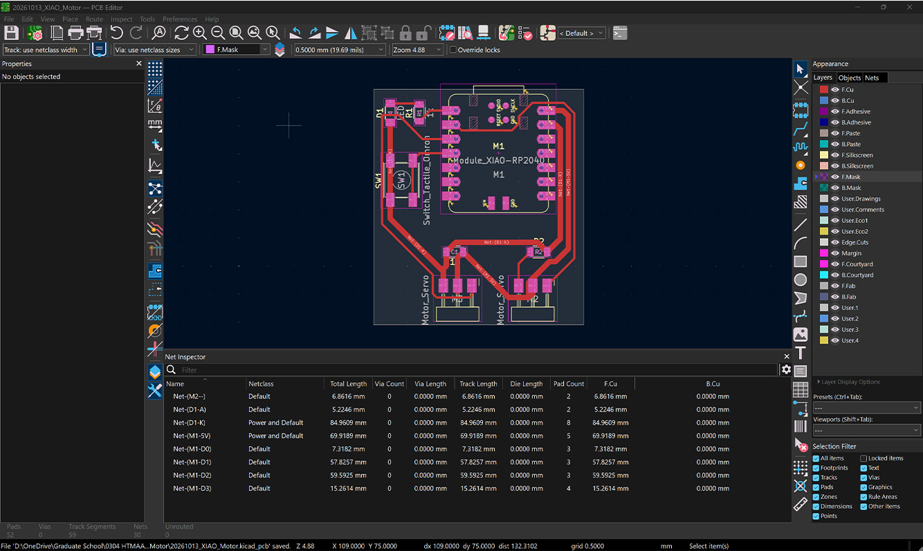 Servo board front solder mask layer